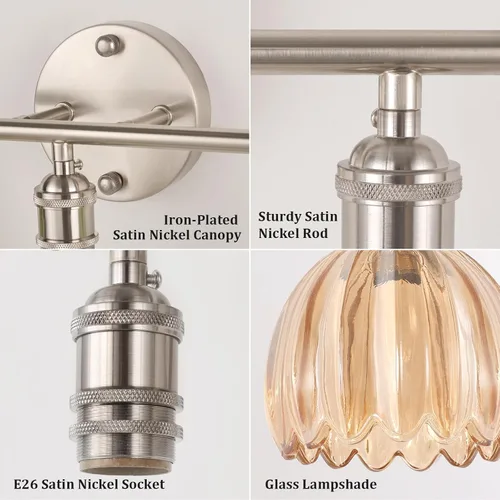 Vista 143 de Shenmoyl Lámparas de baño, lámpara de pared de 2 luces para tocador sobre espejo con pantalla de vidrio tulipán blanco para dormitorio, sala