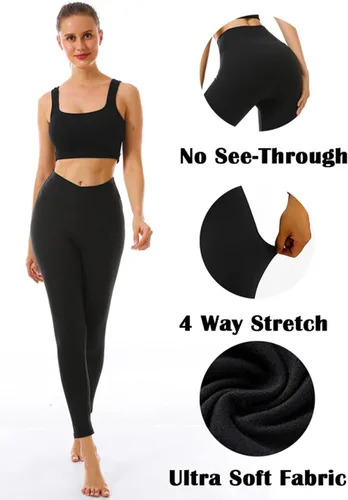 Vista 5 de FULLSOFT Paquete de 3 leggings para mujer que no se transparentan a través del entrenamiento, cintura alta, control de abdomen, pantalones de yoga