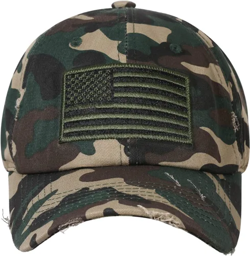 Vista 101 de IIN Gorra de béisbol con bandera estadounidense para hombres y mujeres, de perfil bajo, militar, militar, militar, para papá