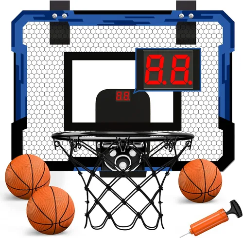 Vista 12 de QDRAGON Mini Basketball Hoop, Over The Door Indoor, with 3 Balls/Inflator/Breakaway Rim, Basketball Toy Gifts for Kids and Adults, Suit for