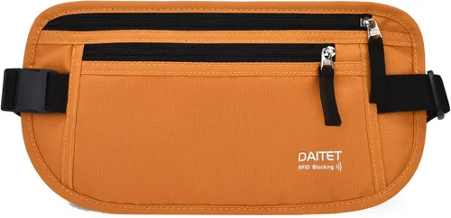 Vista 146 de DAITET Cinturón de dinero, soporte para pasaporte, cartera de viaje oculta segura con bloqueo RFID, riñonera encubierta (negro), Negro, Rfid