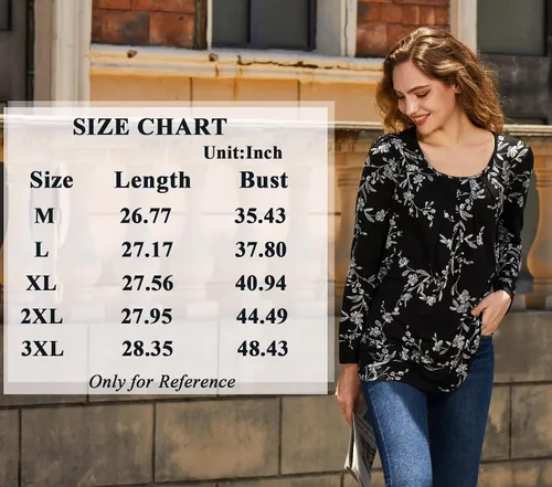 Vista 5 de Anymeet 2023 Womens Spring Fall Tunic Top Long Sleeve Casual Tee Pleated Shirts Comfy Loose Blouses