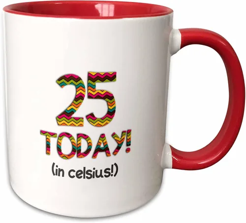Vista 7 de 3dRose 25 Hoy... en celsius - Divertido 77 cumpleaños. 25C es 77 in fahFahrenheit - Tazas (mug_184955_4)