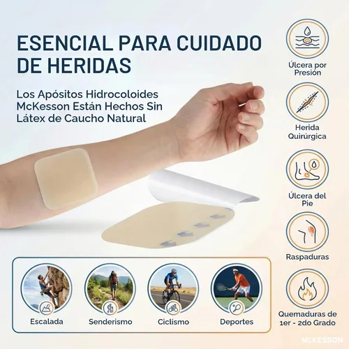 Vista 4 de McKesson Apósito hidrocoloide, estéril, delgado 20 apósitos, 2 x 2