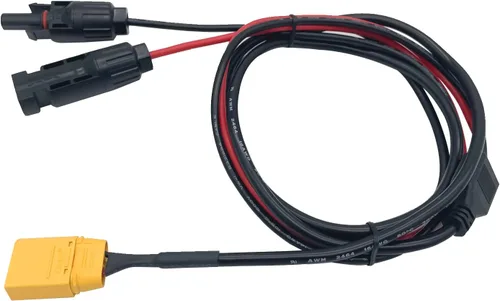 Vista 3 de Cable adaptador de conector solar a XT90: Adaptador de panel solar a cable de extensión macho XT90 para central eléctrica portátil y generador solar