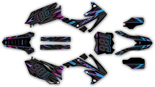 Vista 4 de Kit de gráficos para Honda CRF250R 2010-13 y CRF450R 2009-2012 Serie TWITCH Azul 09 Mil - Adhesivo para moto de motocross, calcomanía para bicicleta