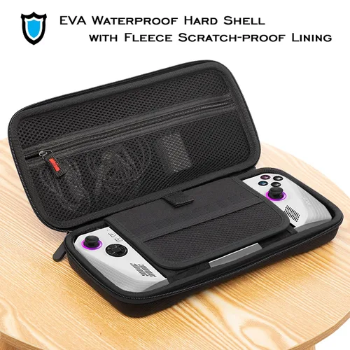 Vista 2 de Rog Ally Handheld Case, EVA Waterproof Hard Shell Protective Travel Case with Inner Transformable Game Console Stand, Flannel Soft Lining, Double