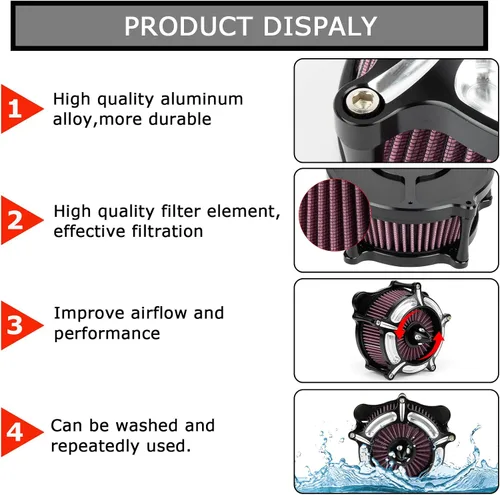 Vista 3 de PSLER Filtro de aire para motocicleta Limpiador Filtro de entrada para Touring FLHR Road King FLHX Street Glide FLTR 2008-2016, para FLS Softail