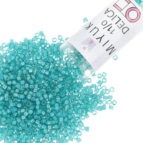 Vista 14 de Miyuki Cuentas de semillas Delica – Tamaño 11/0 (0.1 in), DB0079, forrado azul agua AB, 0.3 oz, aprox. 1440 cuentas, fabricado en Japón