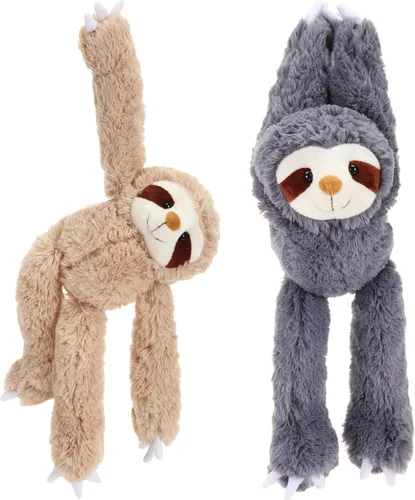 Vista 9 de Queekay 2 Paquetes de Peluches de Perezoso Colgantes de 18 Pulgadas, Perezoso de Tres Dedos con Manos de Velcro para Adolescentes y Adultos, Regalos