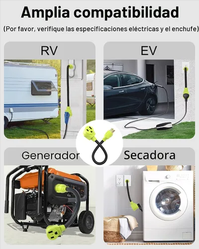 Vista 5 de NEMA L14-30P a 6-50R adaptador de generador a soldador, cable de alimentación resistente de 1.5 pies, STW 10/3 AWG, 125V/250V, certificación ETL