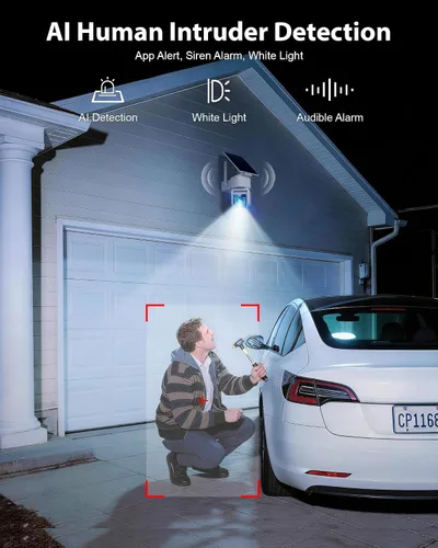 Vista 5 de Cámara de seguridad inalámbrica para exteriores 2PCK - 5G y 2.4G Wi-Fi para exteriores, panorámica/inclinación 2K de 360°, funciona con energía