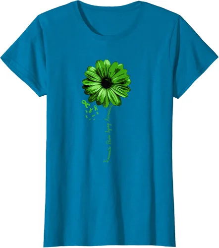 Vista 58 de Camiseta de conciencia de lesiones cerebrales traumáticas con cinta verde guerrero, Negro, S
