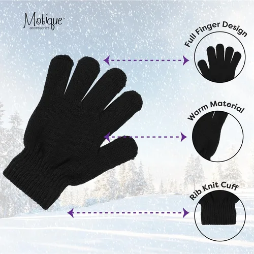 Vista 4 de Motique Accessories Guantes mágicos de punto para niñasniños de colores sólidos