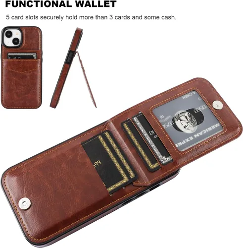 Vista 94 de KIHUWEY - Funda tipo cartera compatible con iPhone 15 con soporte para tarjetas de crédito, cierre magnético, soporte de cuero premium, cubierta