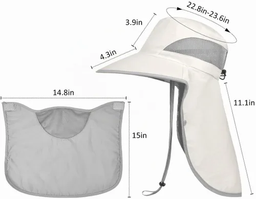 Vista 3 de LCZTN - Sombrero de protección solar de ala ancha, sombrero de pesca con solapa para cara y cuello, protección UPF 50+ Beige