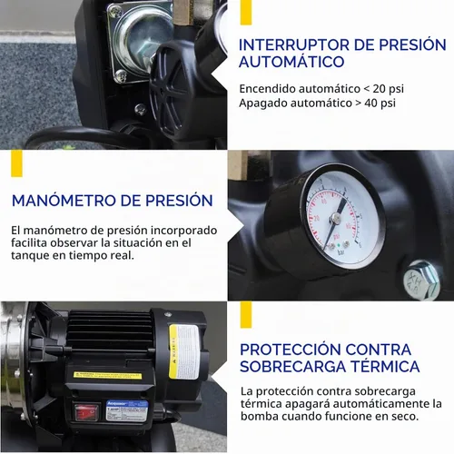 Vista 6 de Acquaer Bomba de pozo poco profundo de 1.6 HP con tanque de presión, de acero inoxidable, de 1320 GPH 115V para riego, bomba de chorro de impulso