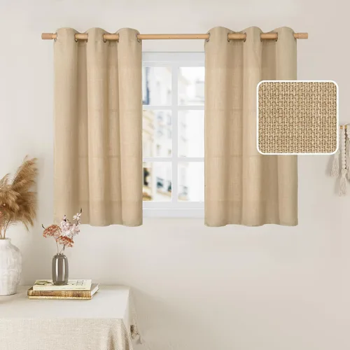 Vista 17 de LAMIT Cortinas de Lino Blancas Semitransparentes para Dormitorio, Paneles Filtrantes de Luz, Cortinas de Lino con Ojales de Protección de Privacidad