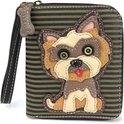 Vista 33 de Chala - Cartera con cremallera, para muñeca, 8 ranuras para tarjetas de crédito, piel sintética resistente Bluebird - Verde azulado