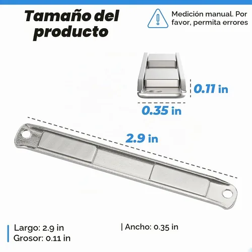 Vista 2 de Imán de acero inoxidable para puerta de ducha con canales en U con tornillos, manijas de puerta batiente y jamba de ataque