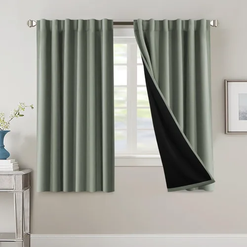 Vista 147 de H.VERSAILTEX Cortinas 100% opacas para dormitorio con forro negro, cortinas de oscurecimiento de habitación completa, con aislamiento térmico