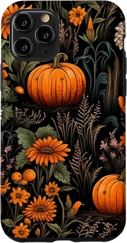 Vista 27 de iPhone 16 Autumn Flower Fall Halloween Spooky Pumpkin Floral Themed Case