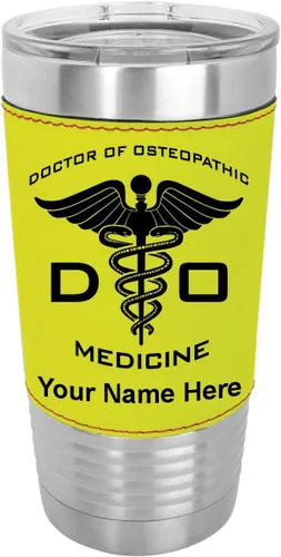 Vista 14 de LaserGram Vaso aislado al vacío de 20 onzas, DO Doctor of Osteopathic Medicine, grabado personalizado incluido (piel sintética, estilo béisbol)