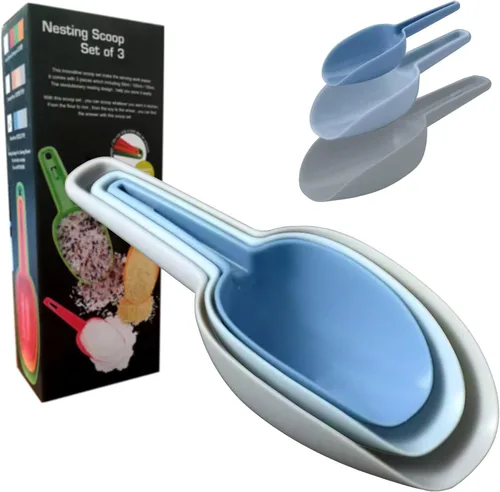 Vista 8 de Paquete de 4 cucharas de plástico para recipientes, cuchara de plástico para cubitos de hielo, cucharas de harina, productos secos, granos de café