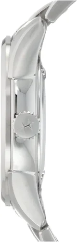 Vista 2 de Hamilton Jazzmaster Reloj automático suizo con corazón abierto de 1.575 in, esfera plateada, pulsera de acero inoxidable plateado