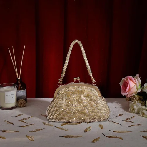 Vista 3 de UBORSE Bolso de mano con cuentas vintage de los años 20 para mujer, bolso formal de noche de boda, bolso de fiesta de cóctel con diamantes