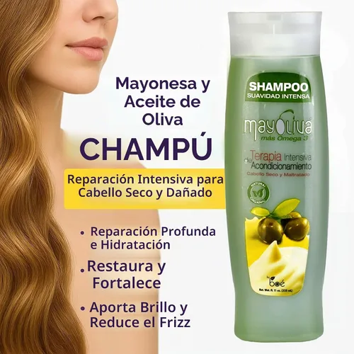 Vista 3 de mayoliva Intensive acondicionado Terapia para seco & Cabello Dañado, Champú, 12 Onza