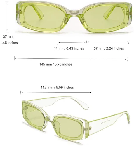 Vista 6 de Gafas de sol rectangulares pequeñas lentes de colores no polarizadas de moda