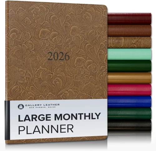 Vista 95 de Gallery Leather Agenda mensual grande 2026-2027 Acadia Navy Acadia Marina