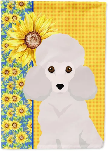 Vista 96 de Caroline's Treasures WDK5313GF Bandera de jardín con diseño de girasoles de verano, color negro y tostado, Airedale Terrier para buzón, bandera