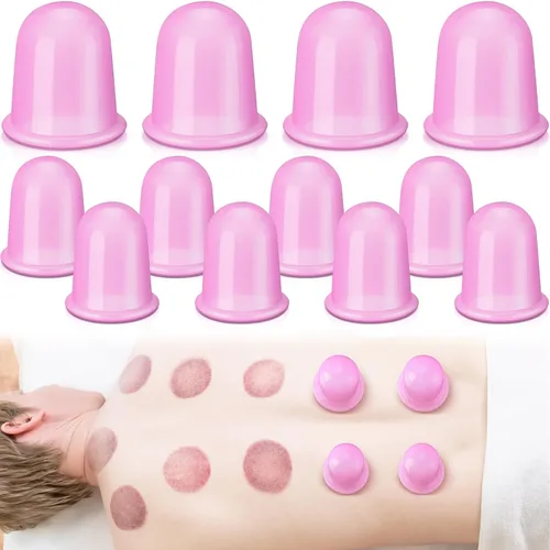 Vista 7 de TrelaCo Juego de 12 piezas de terapia de ventosas de 2 tamaños, kit de ventosas de silicona anticelulitis para terapia de masaje, juego de terapia