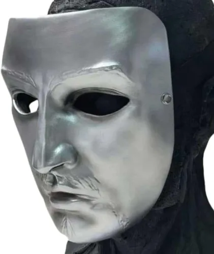 Vista 4 de Máscara de carnaval para mascarada, cosplay, máscara de resina para Halloween, fiesta de baile de disfraces, accesorios Plata -B