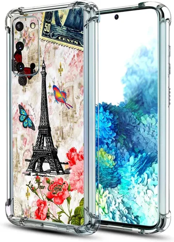 Vista 11 de Funda para Galaxy S20 FE 5G, protección contra caídas de flores de mariposa azul, a prueba de golpes, carcasa protectora de cuerpo completo