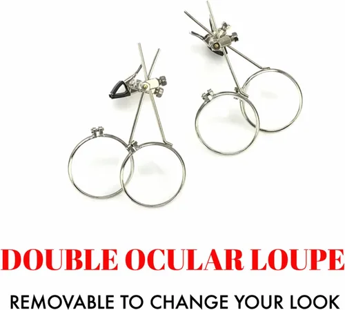 Vista 4 de Steampunk - Gafas victorianas con doble clip en la lupa, Negro -, L