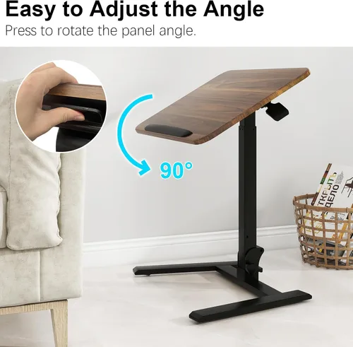 Vista 5 de PUNCIA Escritorio plegable móvil de 26", soporte neumático premontado Nogal