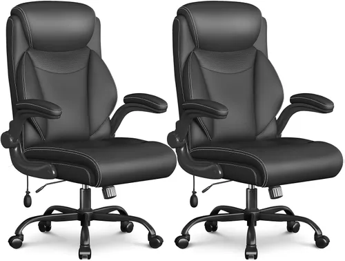Vista 11 de Silla ergonómica de oficina, silla de computadora de escritorio en casa, silla ejecutiva de respaldo alto, silla cómoda de cuero acolchado