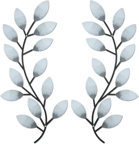 Vista 18 de Zhengmy 2 piezas de metal hoja de árbol decoración de pared de hoja de olivo vid hoja de olivo arte de pared sala de estar, decoración de pared