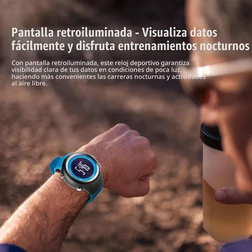 Vista 5 de EZON Reloj GPS para correr con alarma de ritmo de distancia, contador de calorías y cronómetro para hombres (azul)