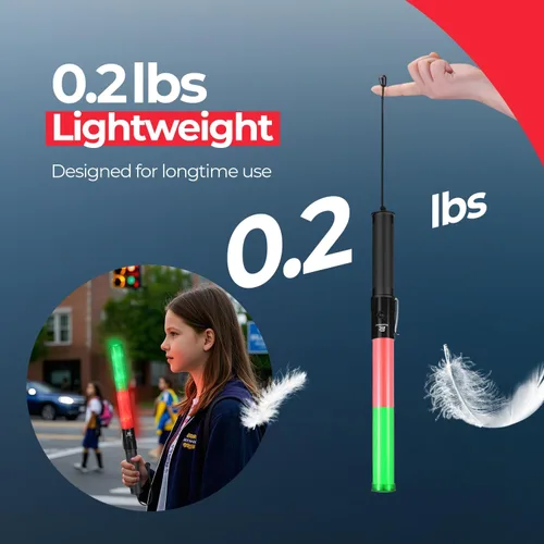 Vista 5 de RoadHero Varita de tráfico de 16 pulgadas, paquete de 2 luces de control de tráfico aéreo con 3 modos intermitentes, varitas de señal de seguridad