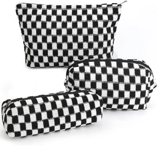 Vista 15 de Juego de 3 bolsas de maquillaje para niñas y mujeres, organizador de viaje, bolsa de aseo de baño, bolsa de almacenamiento de gran capacidad