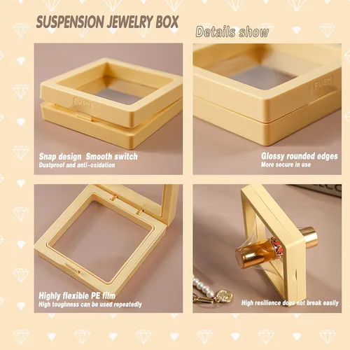Vista 6 de ailison 12 soportes de exhibición de marco flotante 3D, caja de joyería, caja de regalo, organizador de adornos, caja de joyería de viaje pequeña