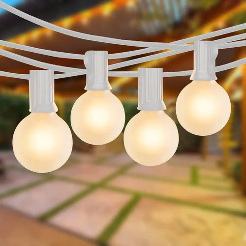 Vista 7 de SUNSGNE Guirnalda de luces de patio G40 impermeable de 100 pies para exteriores con 105 bombillas Edison transparentes, luces de globo para 24.9 ft