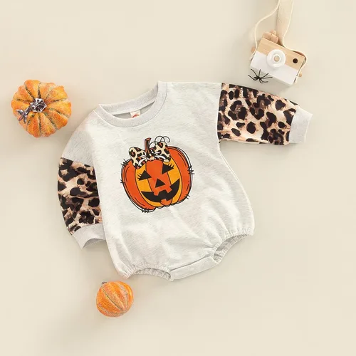 Vista 7 de Conjunto de Halloween para bebé y niña, sudadera de manga larga con estampado de letras, ropa de otoño