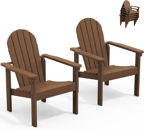 Vista 12 de SERWALL Silla Adirondack moderna apilable, silla de patio al aire libre de HDPE con diseño que ahorra espacio, silla para hoguera para todo