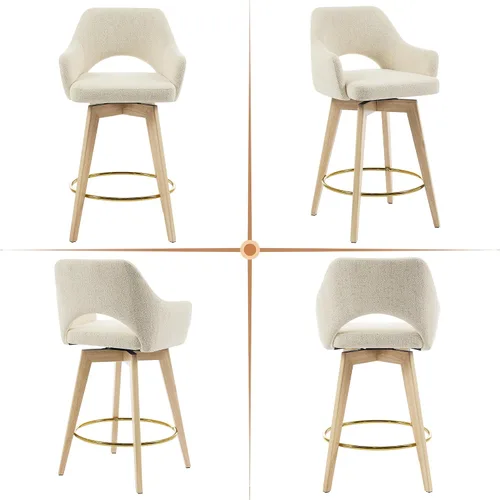 Vista 12 de Zesthouse Juego de 2 taburetes giratorios para mostrador, taburetes de bar de altura de mostrador de madera con respaldo y brazo, taburetes de bar
