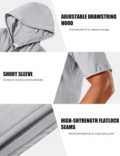Vista 72 de MAGCOMSEN Sudadera con capucha de algodón de manga corta para hombre, sudadera ligera con capucha